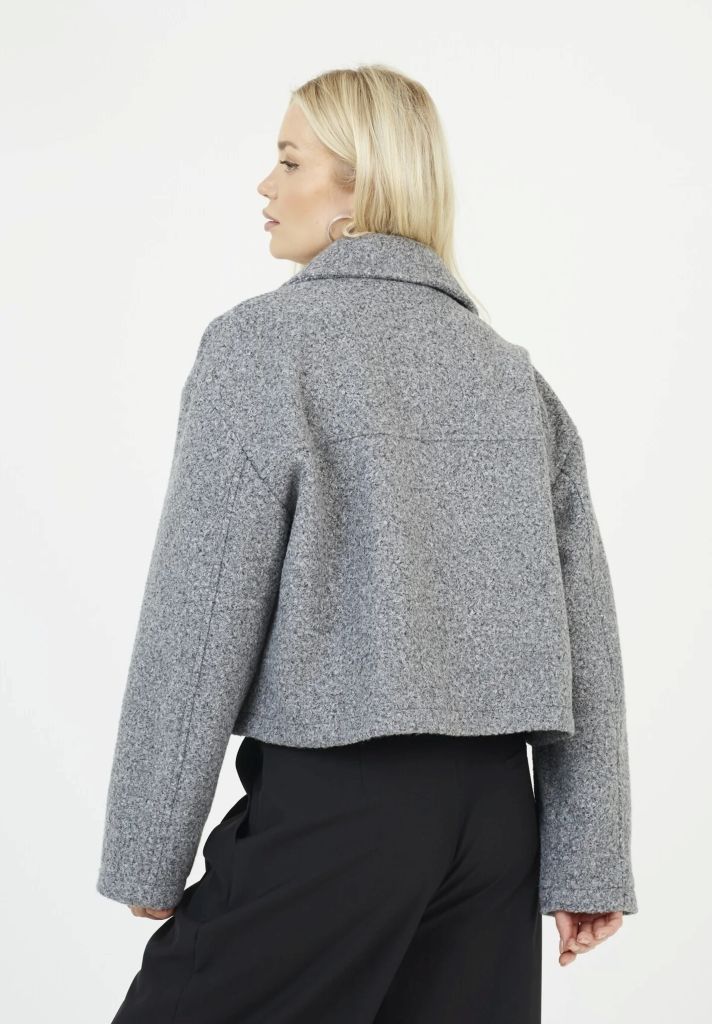 Izai Short Boucle Jacket in Charcoal Grey