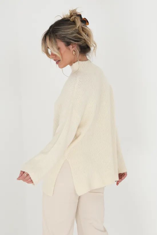 Tindall Turtleneck Oversized Sweater in Cream