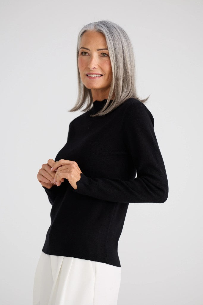 Jaden Knit Sweater Top in Black