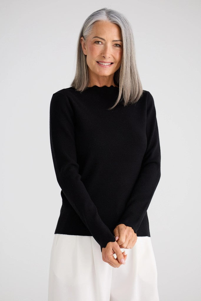 Jaden Knit Sweater Top in Black