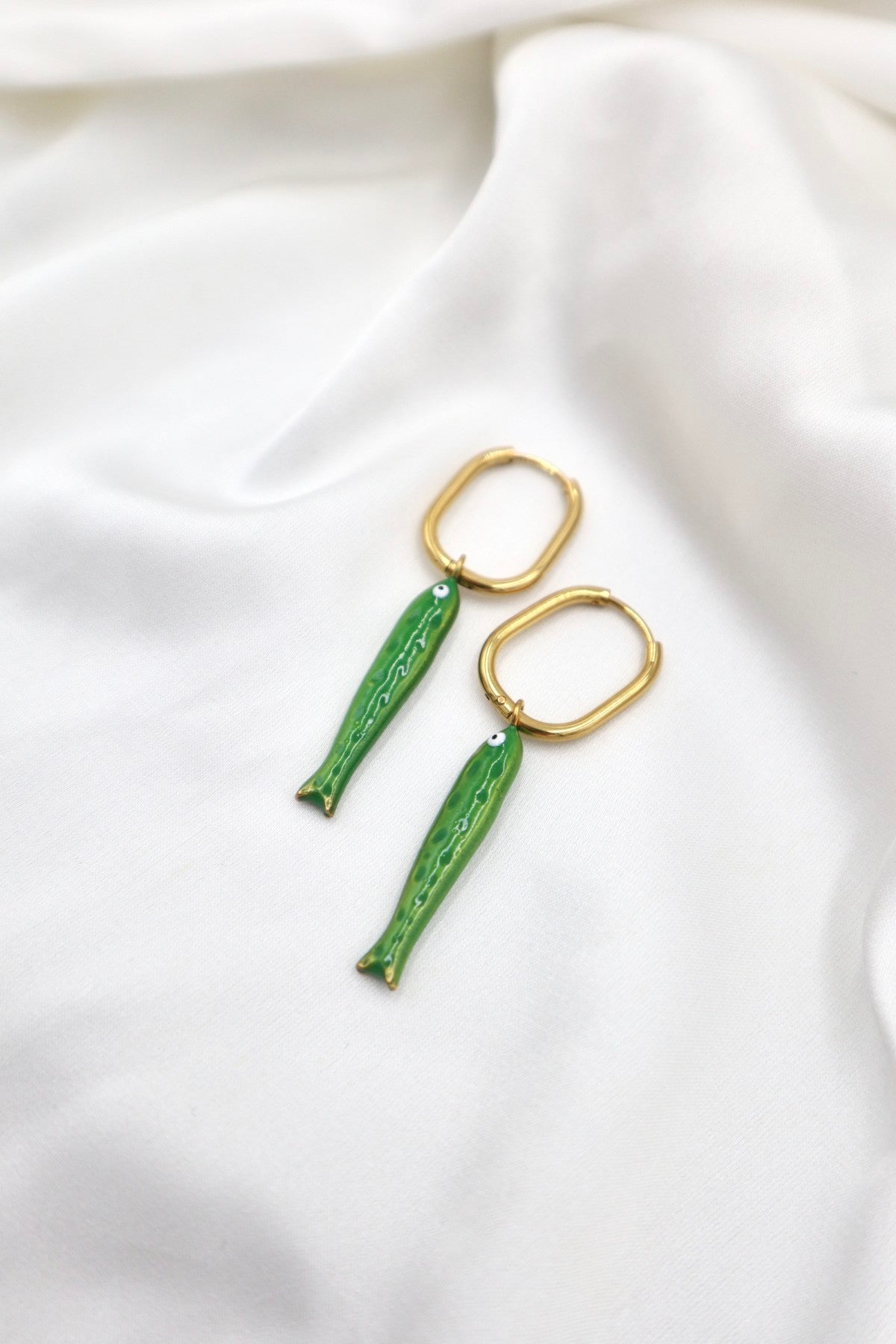 Chiada Charm Hoops in Green Sardine