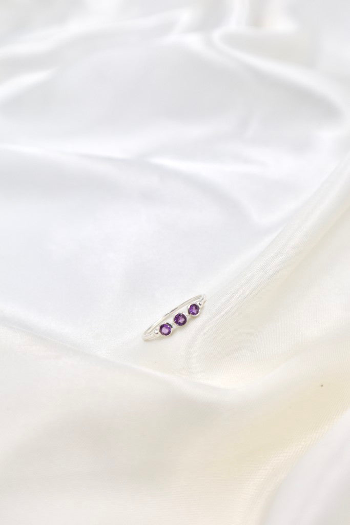 Sterling Silver Colleen Faceted Amethyst Ring