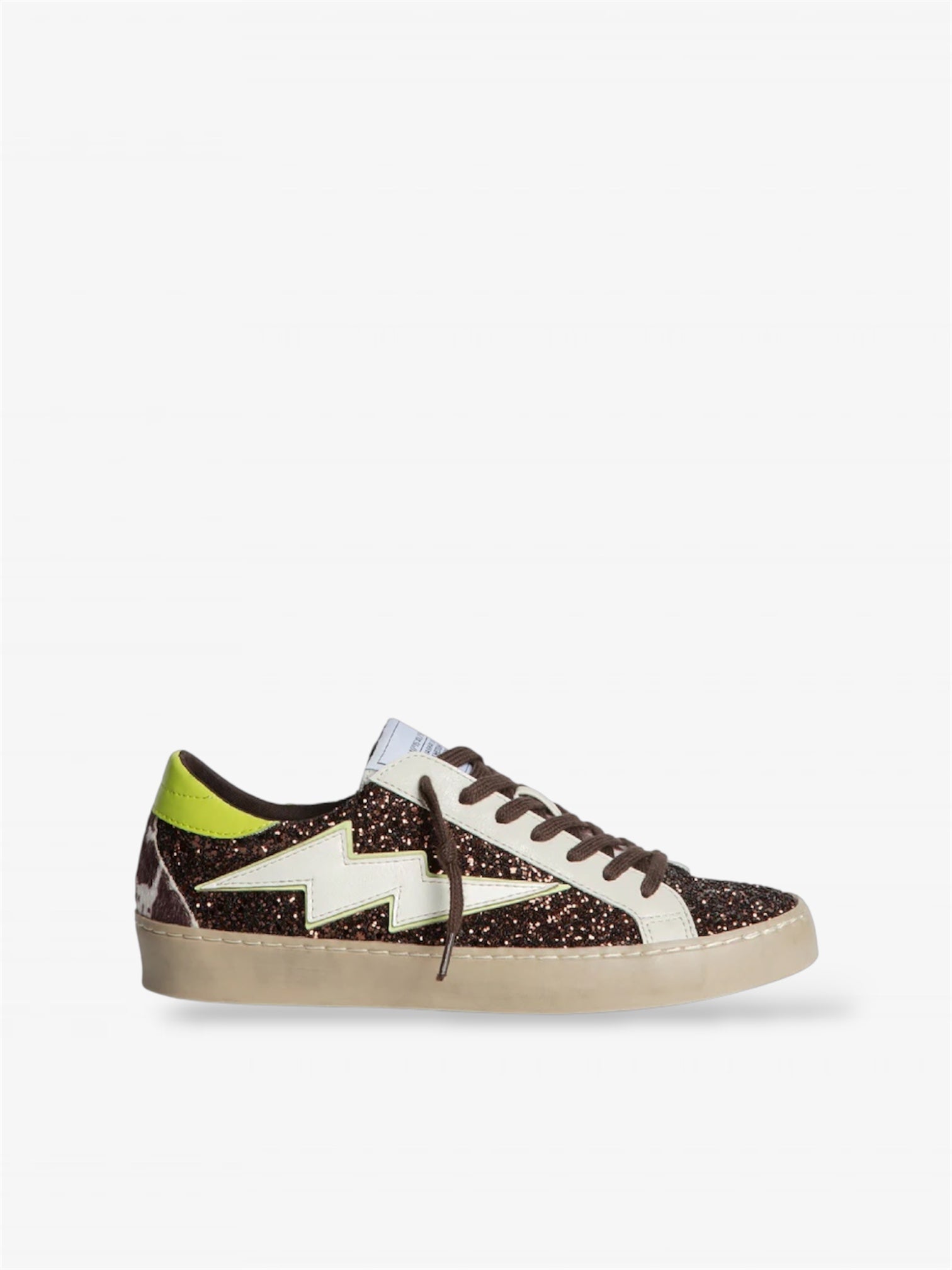 Shimmer Embellished Sneaker in Chocolate / Lime
