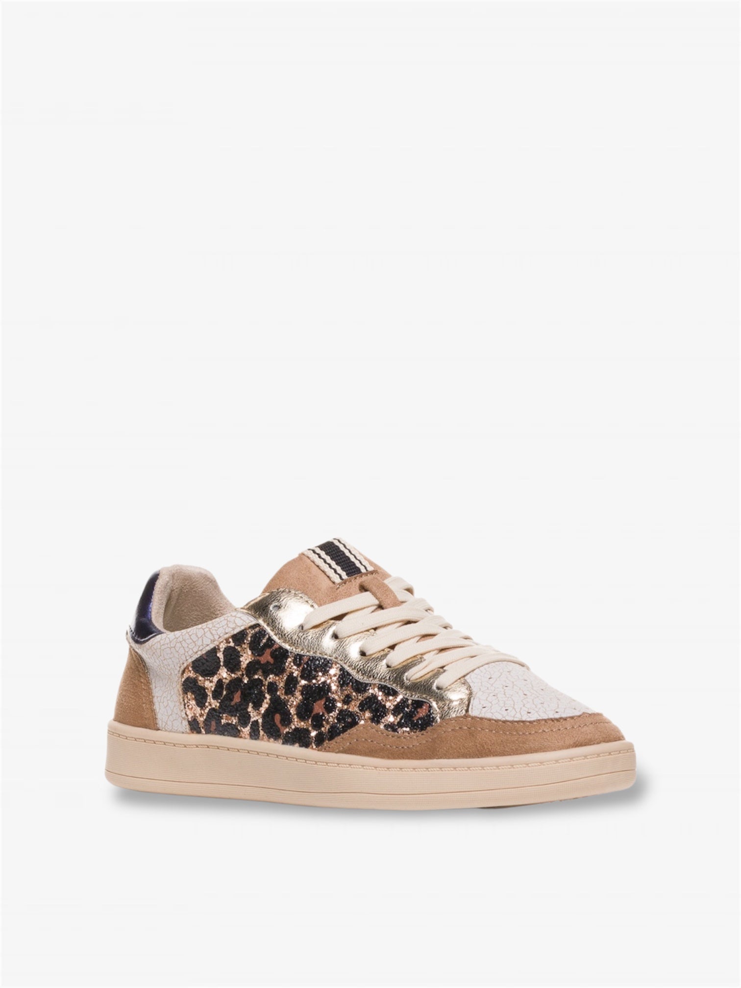 Shimmer Mix Sneaker in Gold / Leopard
