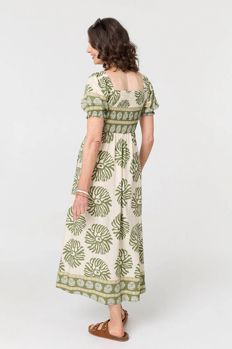 Tie Front Midi Dress in Khaki