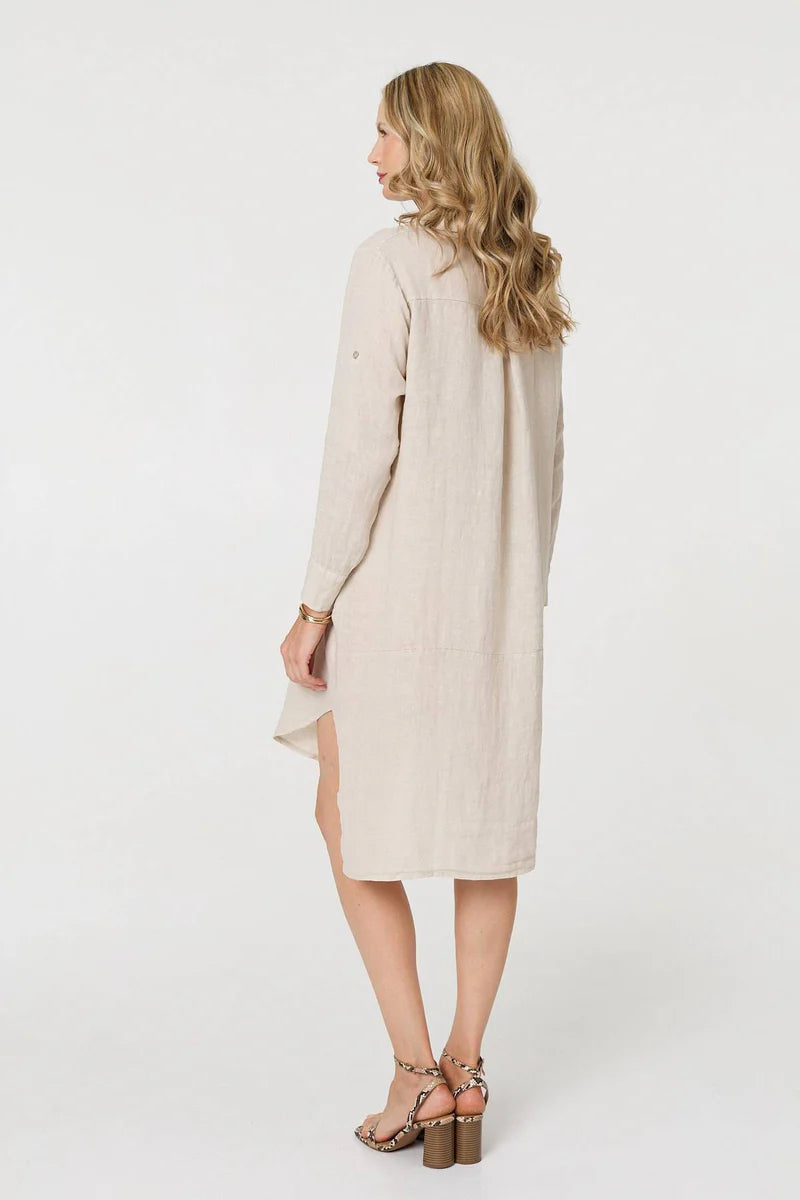 Linen Shirt Dress in Natural