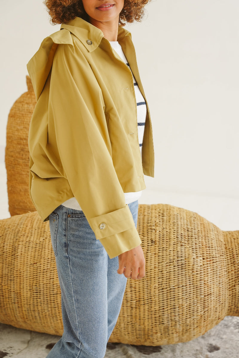 Nia Cotton Blend Batwing Jacket in Camel