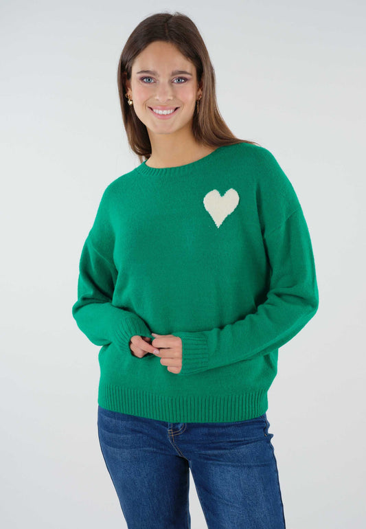 Adonis Heart Detail Knit in Green