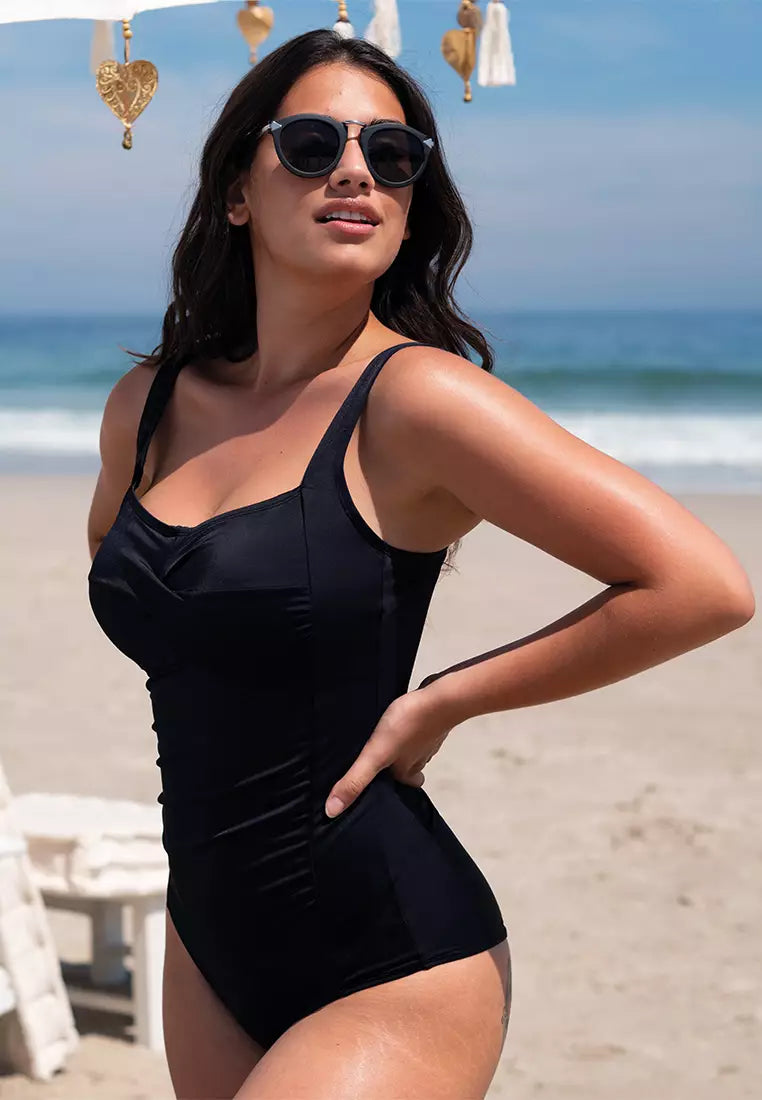 O.P.コラボ SWIMWEAR AmericanSleevesSwimwear Bamboo Grove Underwire V-Neck Swimsuit with Adjustable leg – Liza