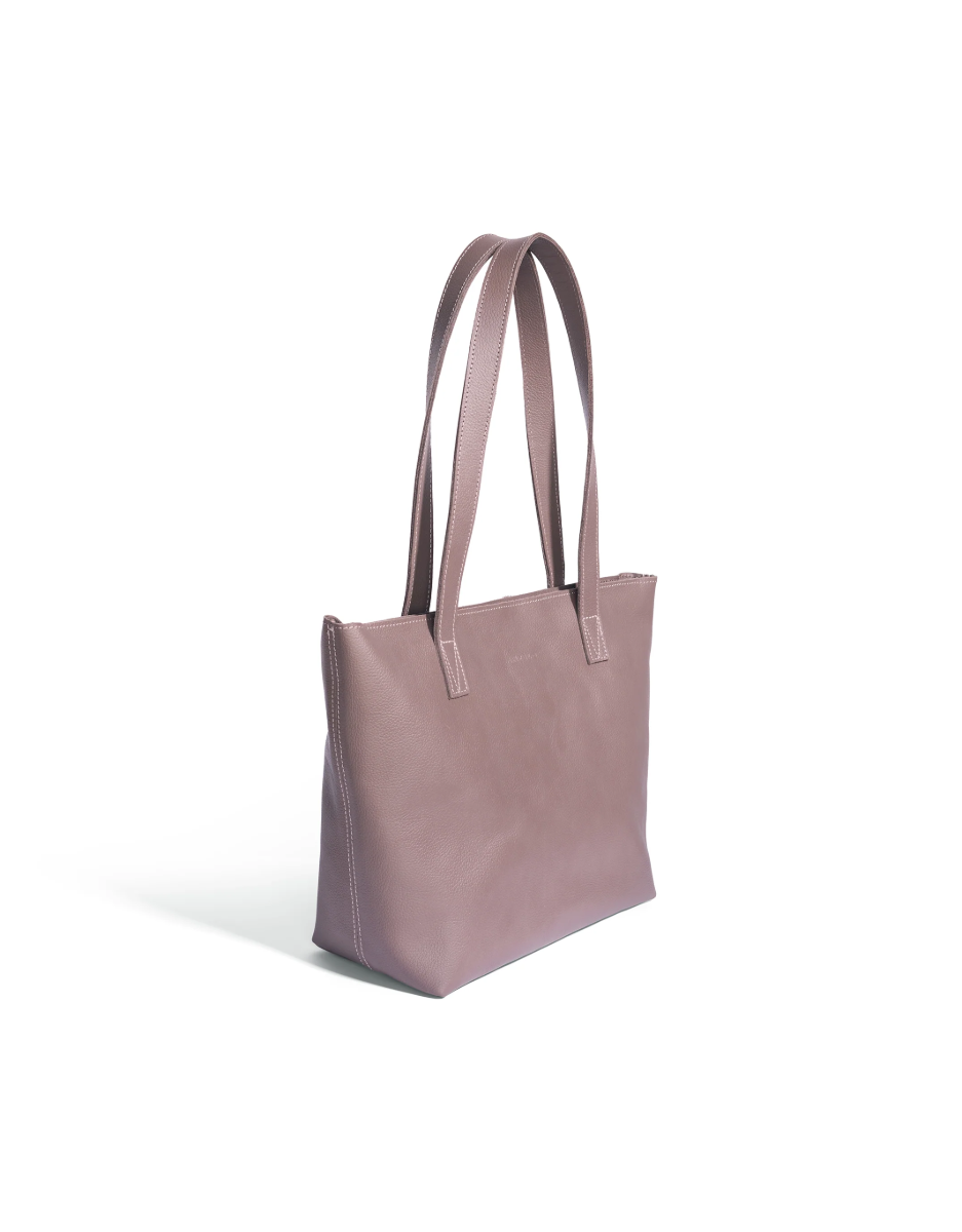 Emmy Unlined Leather Tote with Zip in Dark Taupe