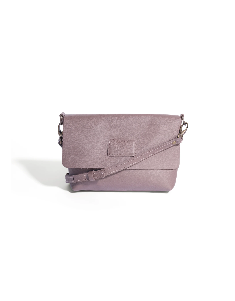 Jeanie Leather Crossbody in Dark Taupe