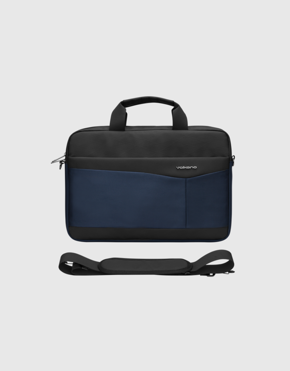 Seismic Series Laptop Shoulder Bag in Black / Navy