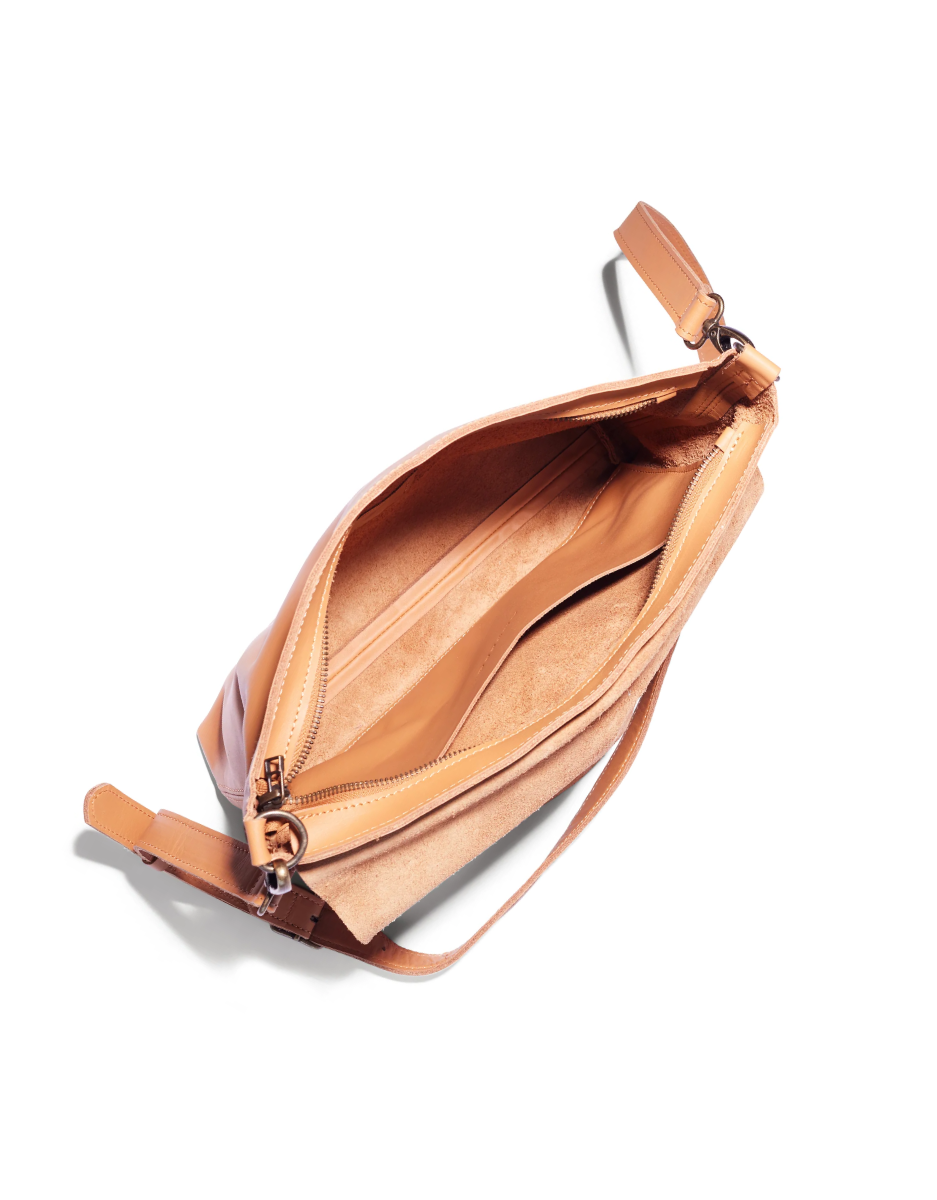 Riley 13" Minimalist Leather Laptop Sling in Almond Tan