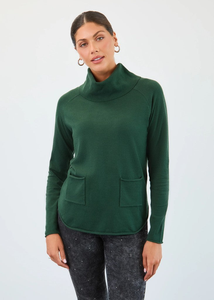Cowl Neck Sweater in Dark Spruce