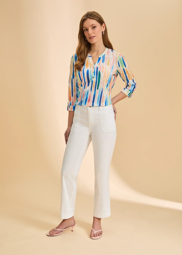Olivia Twill Straight Ankle Jeans in White