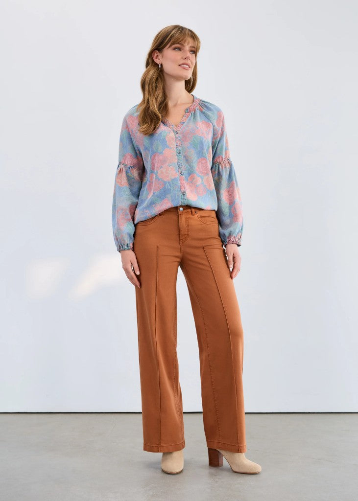 Olivia Wide Leg Euro Twill Jeans in Bronze