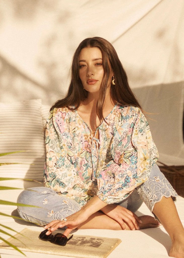 Popover Cotton Viscose Blouse in Ambush Floral