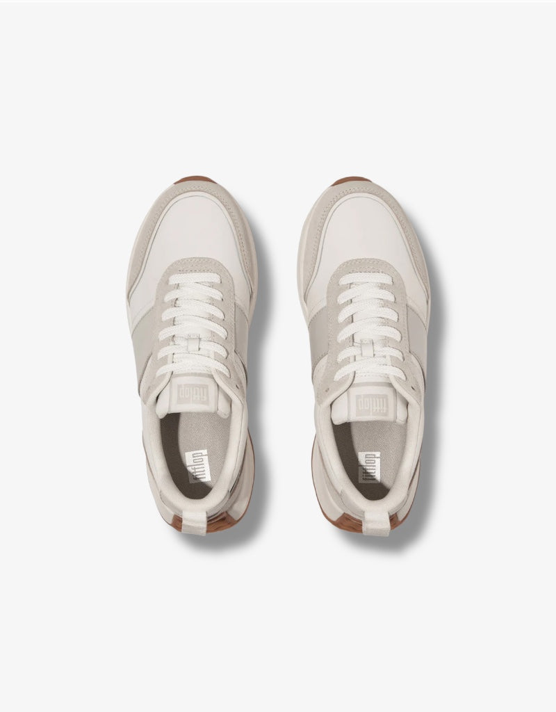 F-Mode Flow Fabric / Suede / Leather Sneaker in Urban White