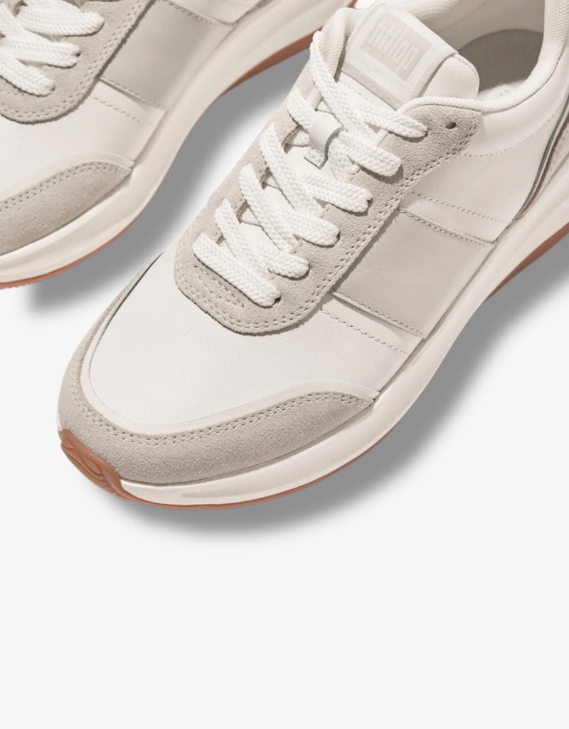 F-Mode Flow Fabric / Suede / Leather Sneaker in Urban White