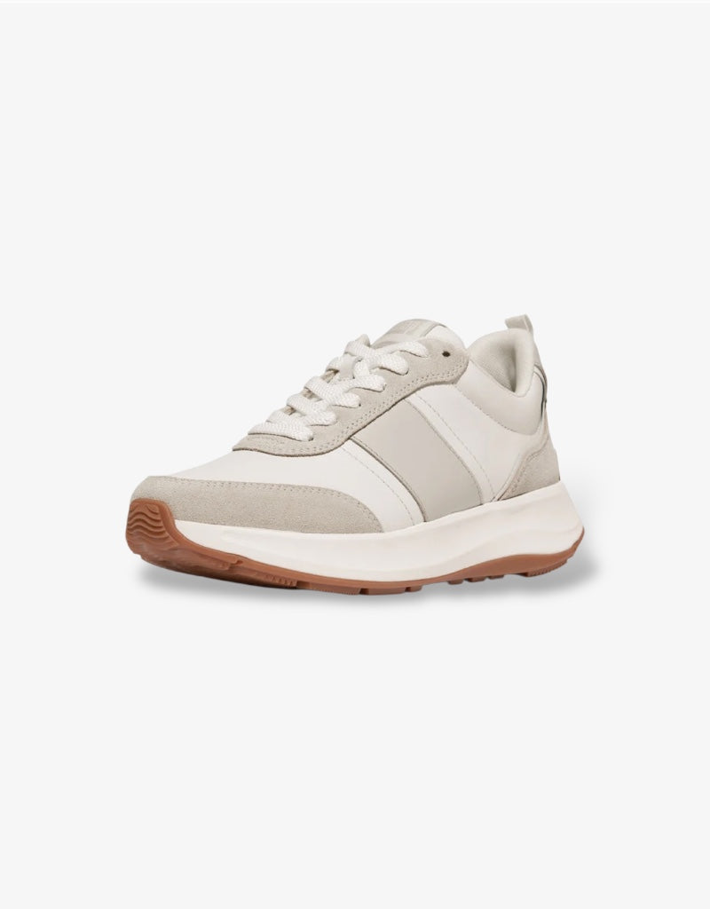 F-Mode Flow Fabric / Suede / Leather Sneaker in Urban White