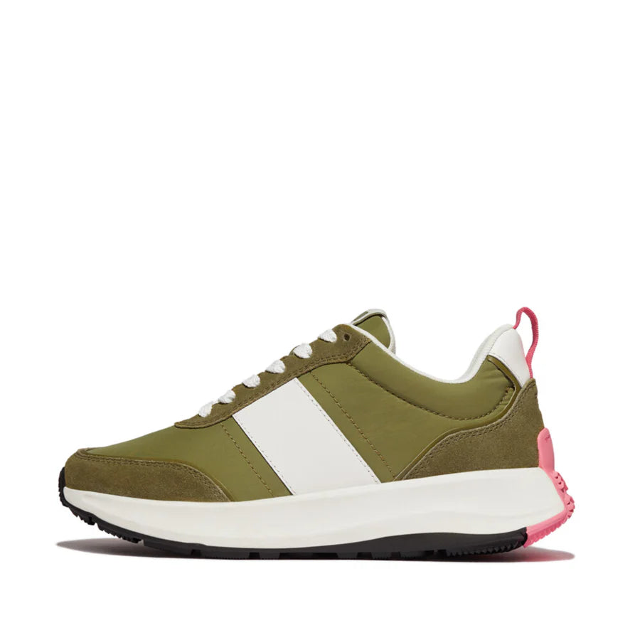 F-Mode Flow Suede/Leather Sneaker in Camo Green