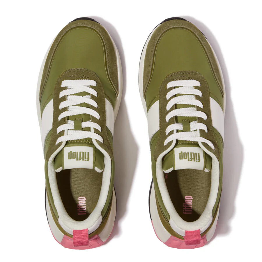 F-Mode Flow Suede/Leather Sneaker in Camo Green