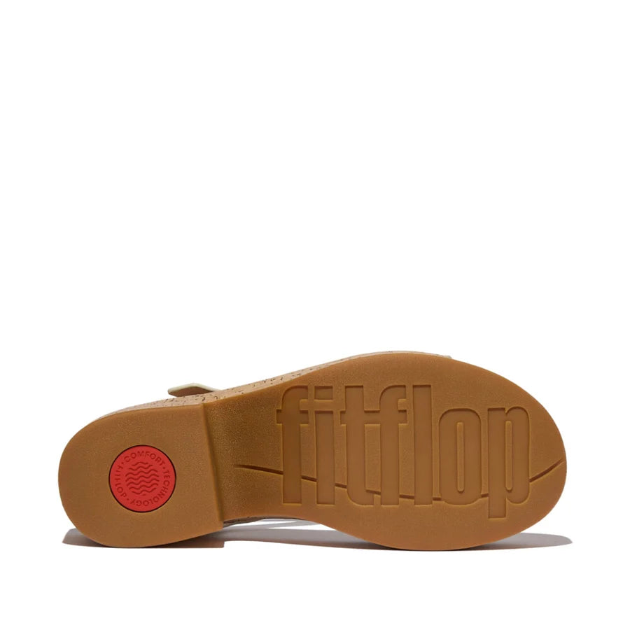 Platform Leather / Cork Ankle Strap in Paris Beige