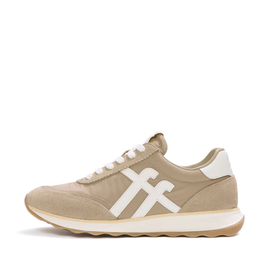 Retro-Q Fabric / Suede Sneaker in Cappuccino / Cream