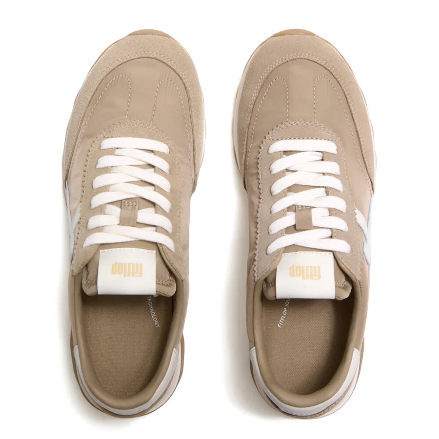 Retro-Q Fabric / Suede Sneaker in Cappuccino / Cream
