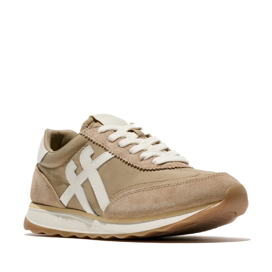 Retro-Q Fabric / Suede Sneaker in Cappuccino / Cream