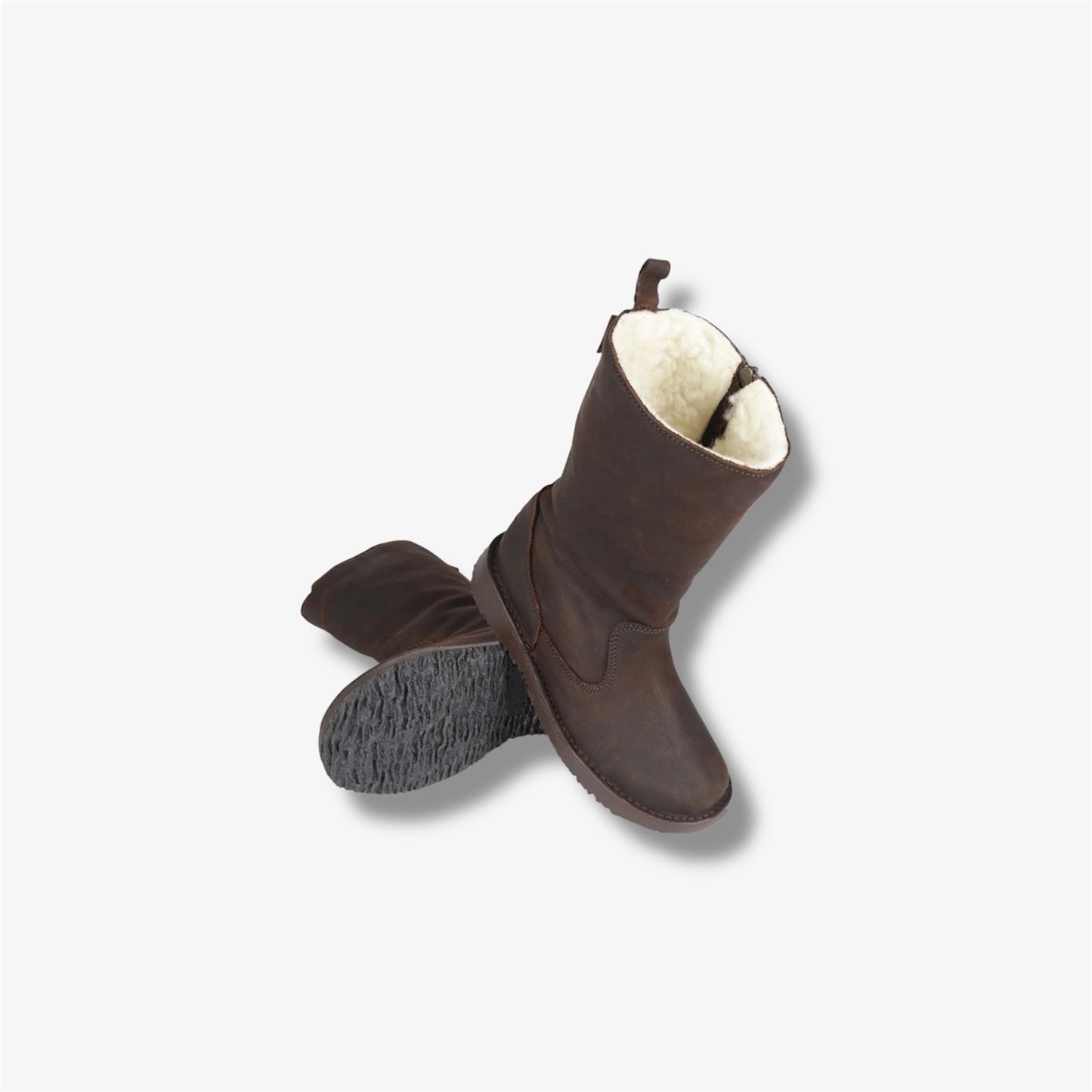 Sutherland Wool-Lined Premium Leather Boot in Milled Waxy Brown