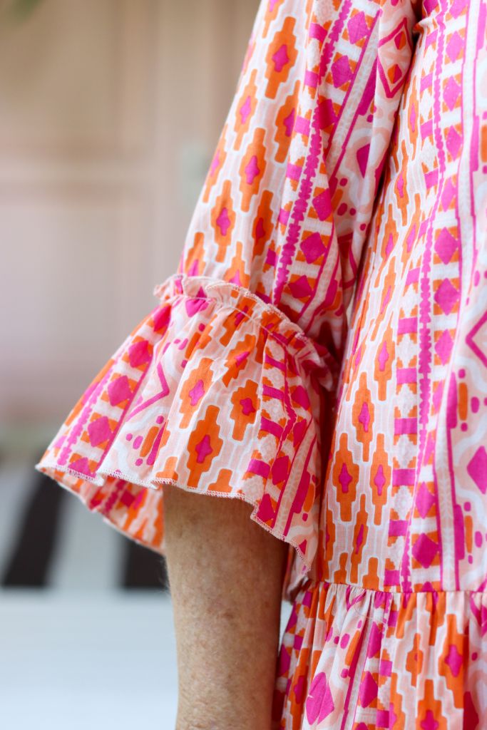 Athens Boho Dress in Pink & Orange