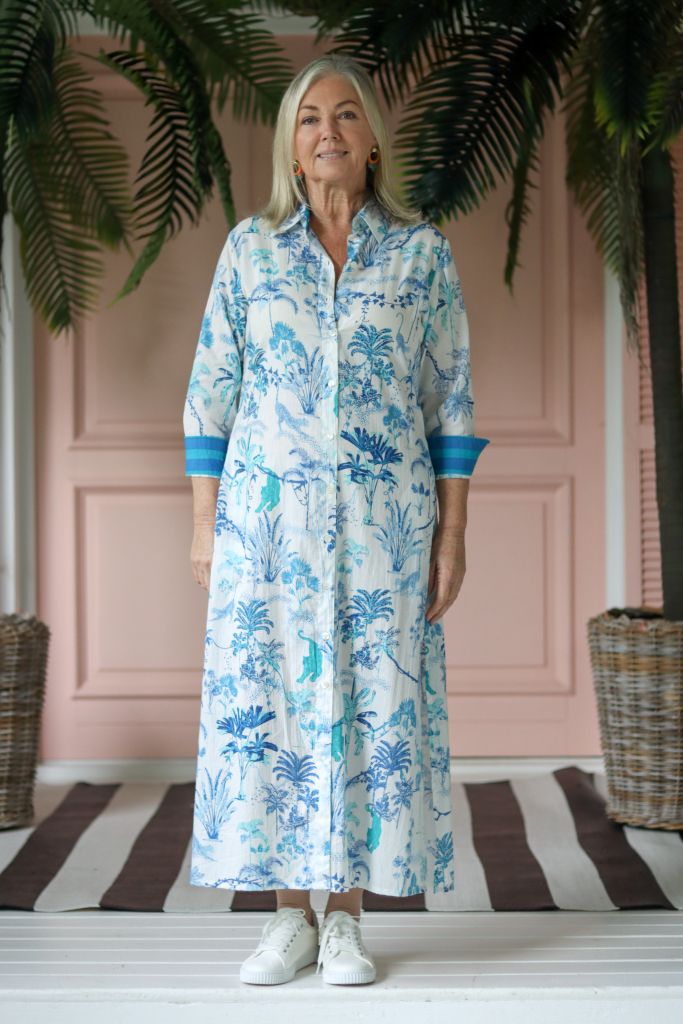 Danica Shirt Dress in Blue & White