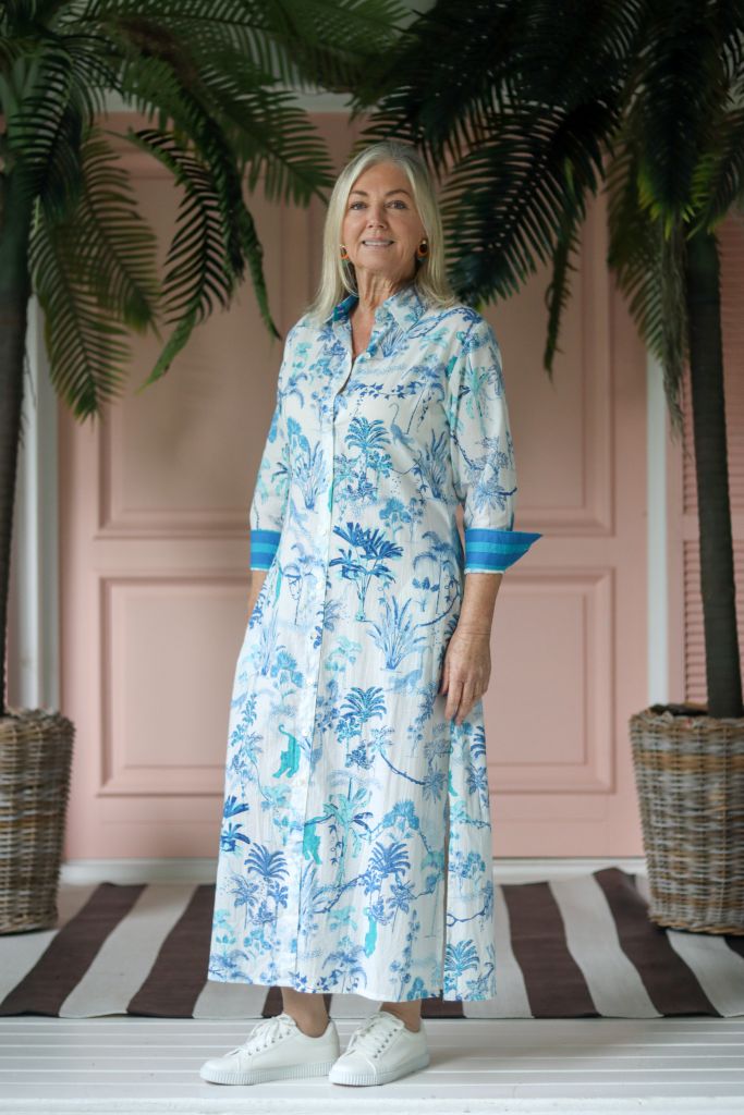 Danica Shirt Dress in Blue & White