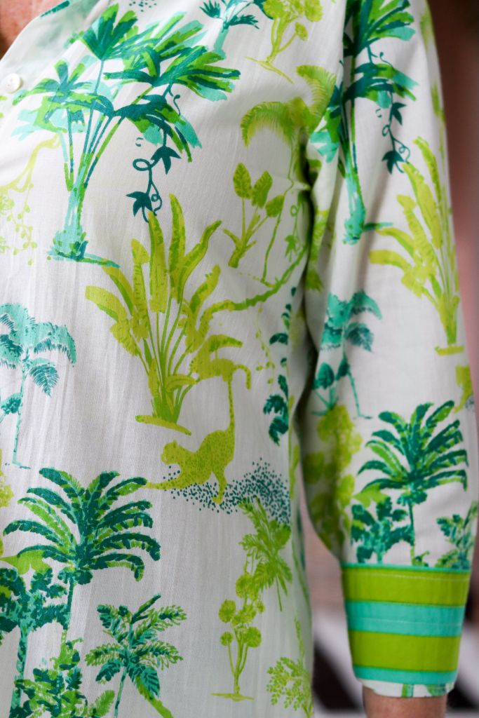 Danica Shirt Dress in Green & White