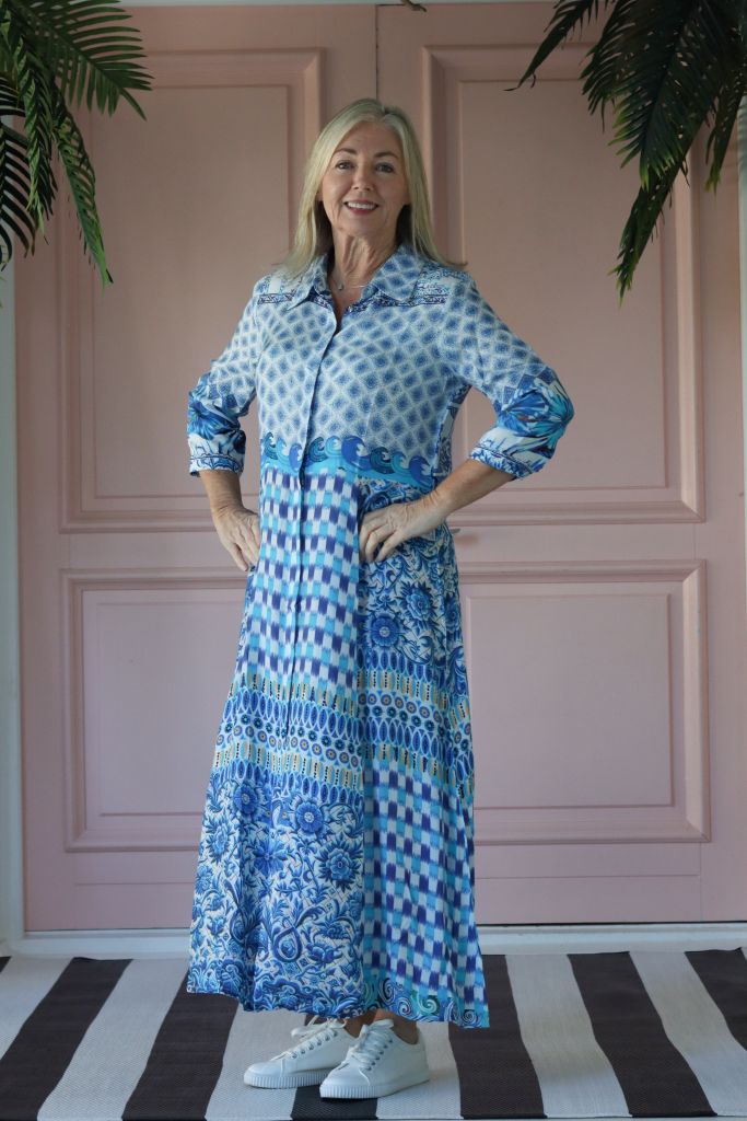 Gina Shirt Dress in Blue Print