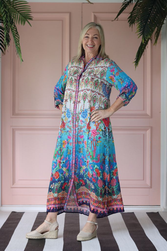 Maddison Shirt Dress in Turquoise Blue