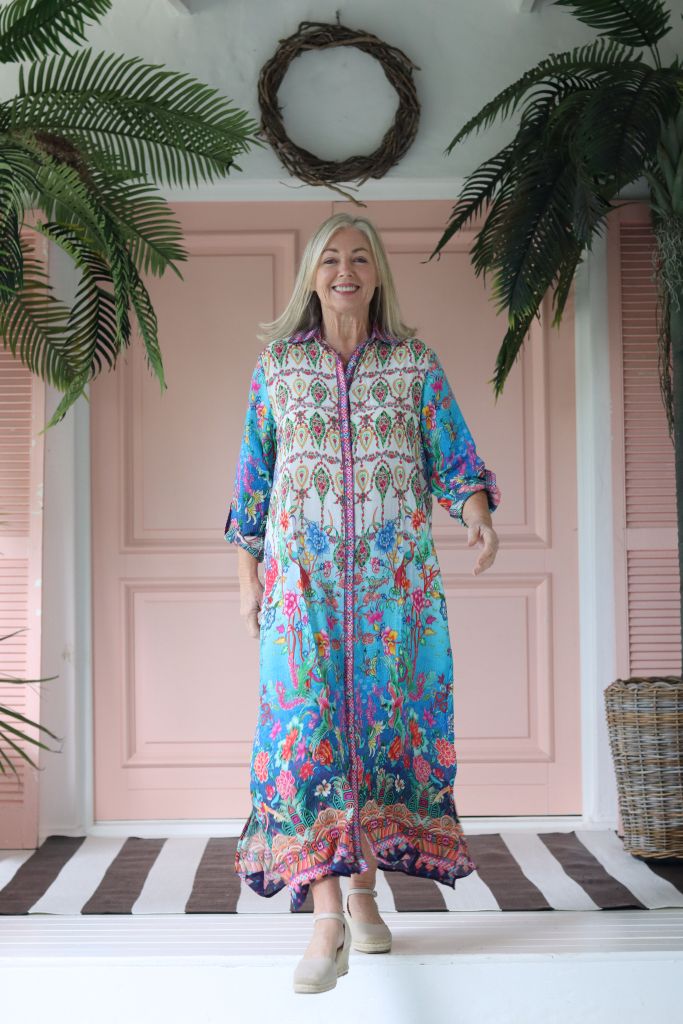 Maddison Shirt Dress in Turquoise Blue