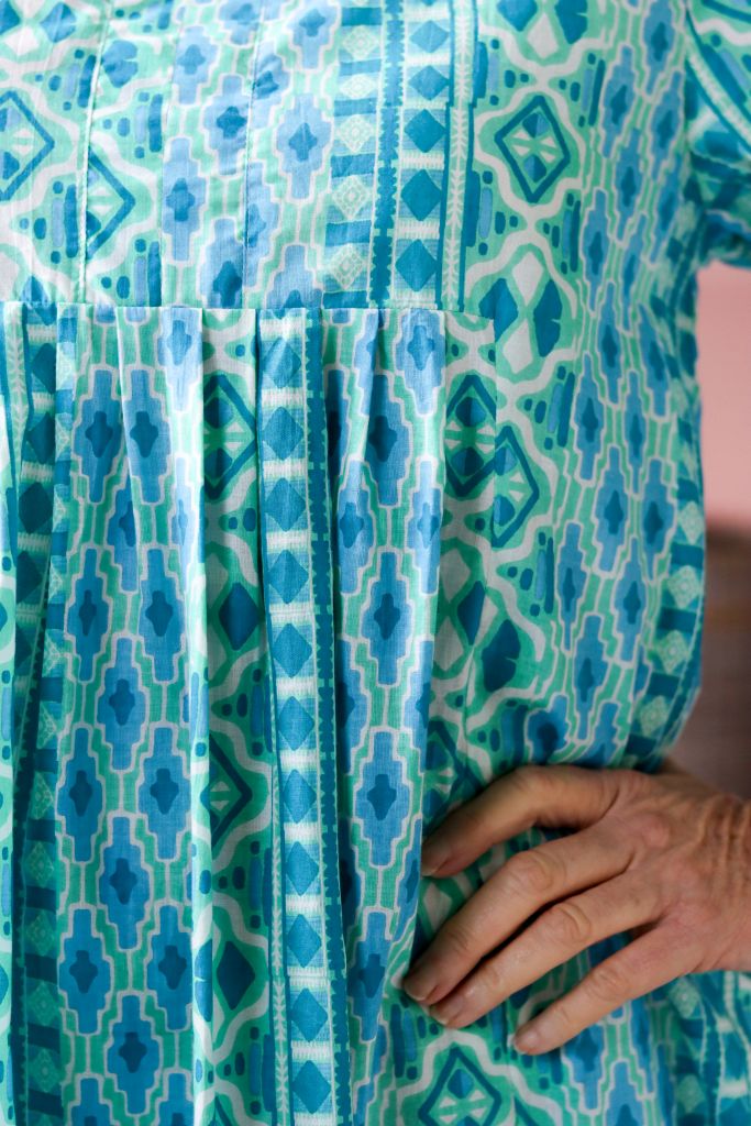 Audrey Front Pleat Dress in Aqua