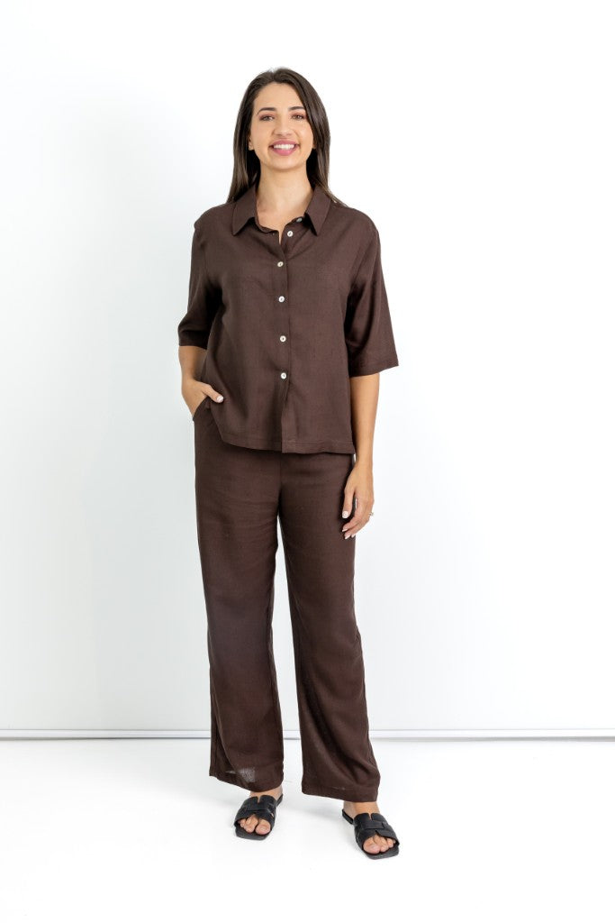 Gaia Boxy Shirt in Chocolate