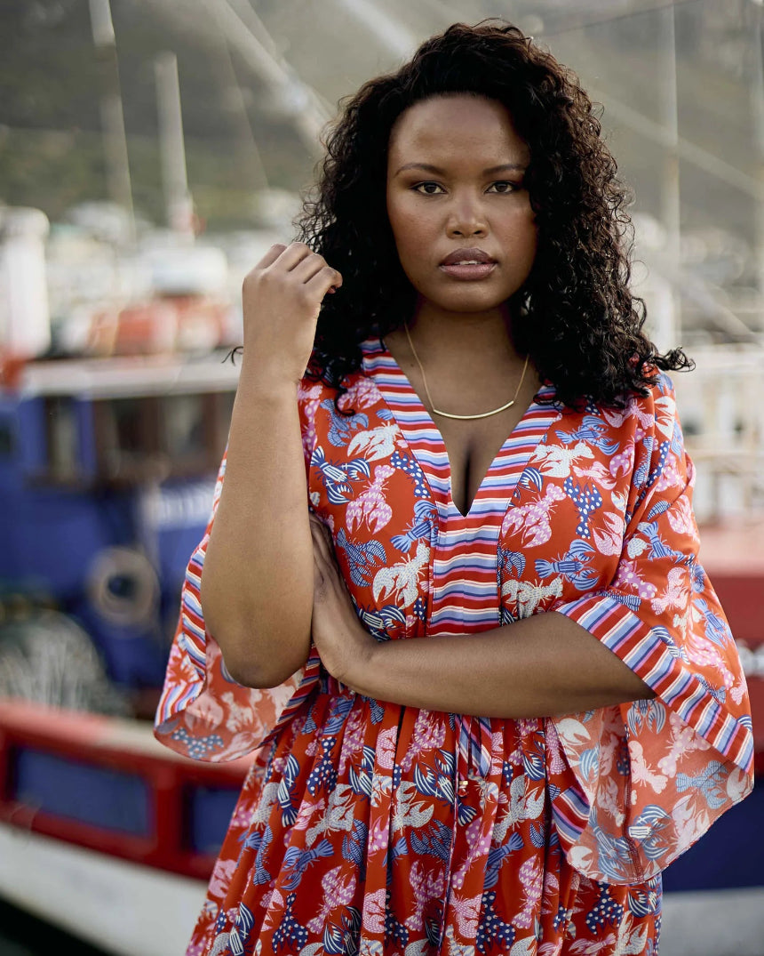 Kimbo Dress in Pink Lobsters