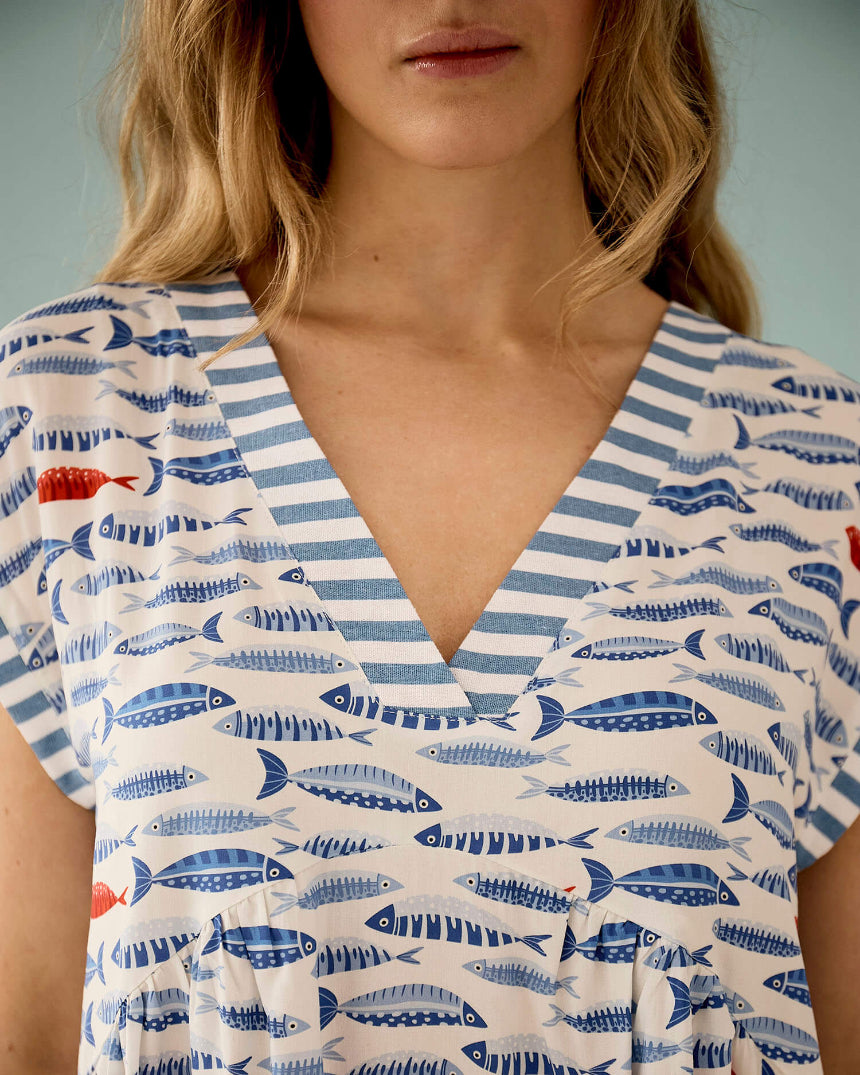 Hanky Dress in Blue Sardines