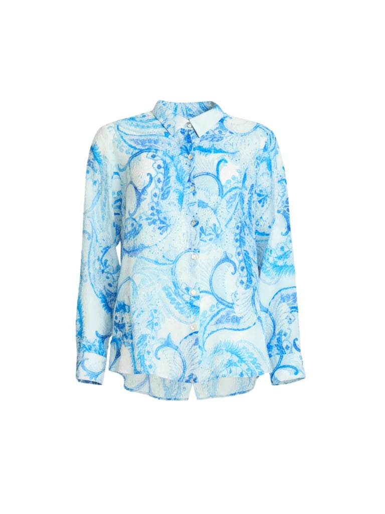 Amalfi Paisley Shirt in Cornflower Blue