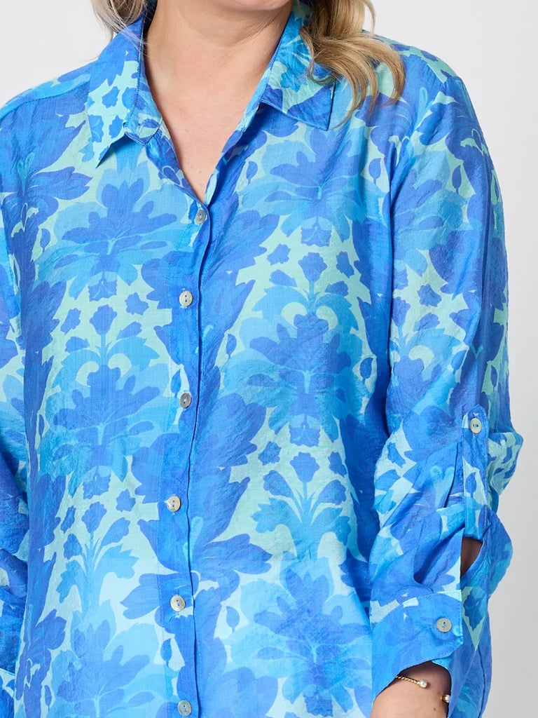 Blue Lagoon Print Shirt in Azure Blue