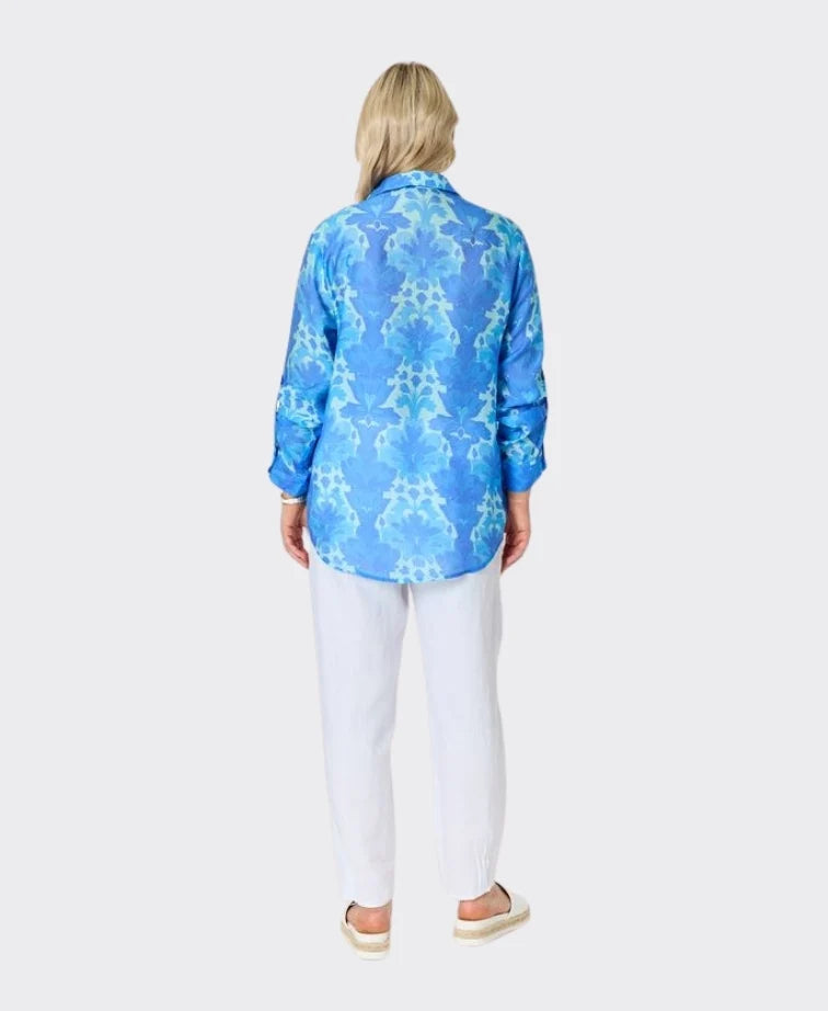 Blue Lagoon Print Shirt in Azure Blue