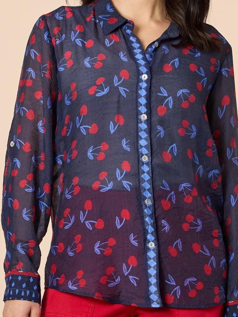 Cherry Delight Shirt in Navy / Red