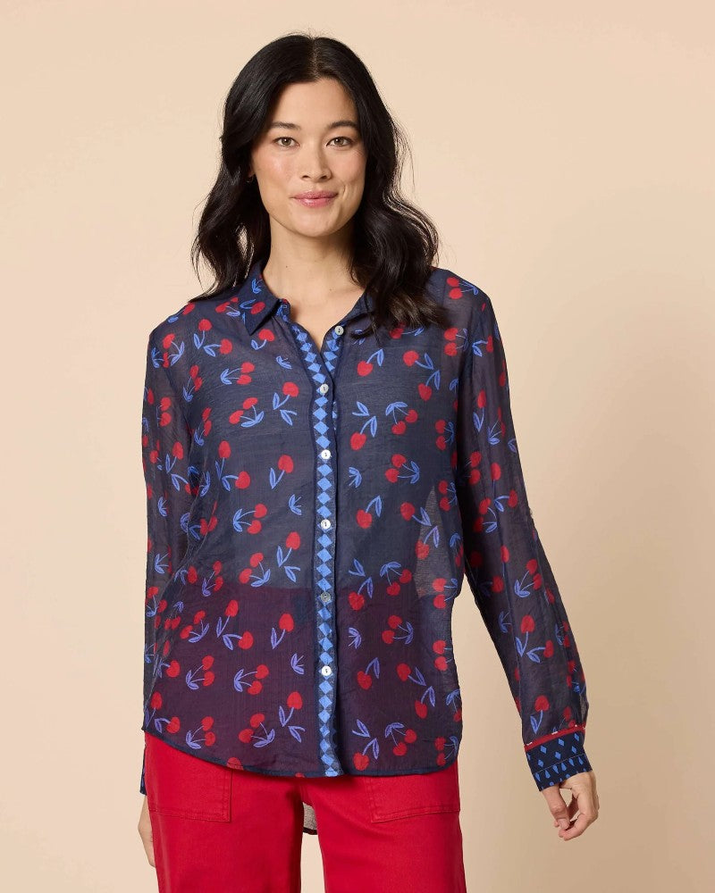 Cherry Delight Shirt in Navy / Red