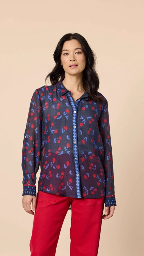Cherry Delight Shirt in Navy / Red