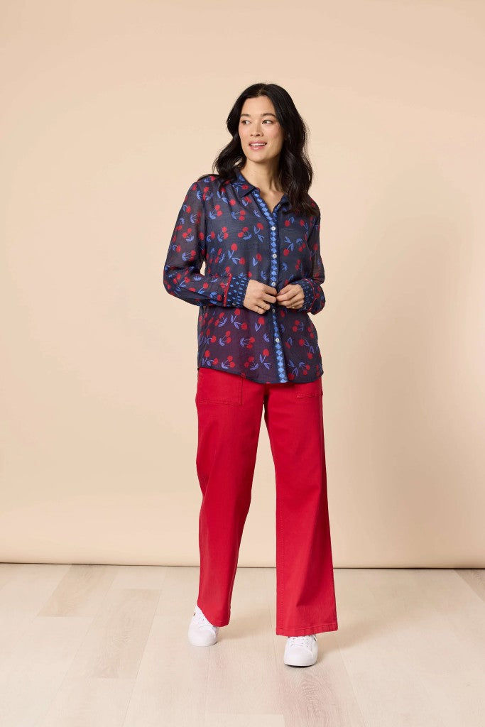Cherry Delight Shirt in Navy / Red