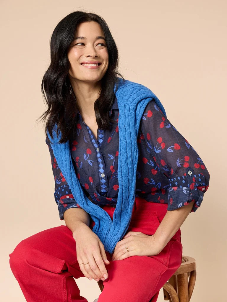 Cherry Delight Shirt in Navy / Red
